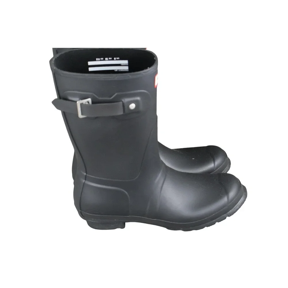 Hunter Boots Womens Size 10 Black Rain Boot Waterproof Mid-Calf Rubber Logo